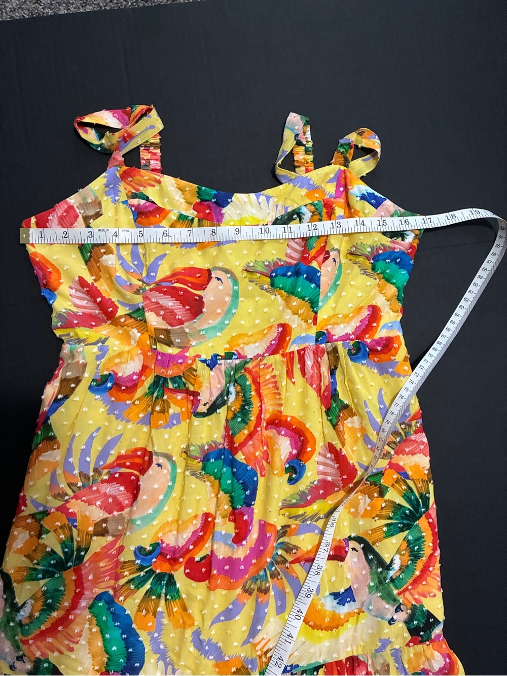 NWT FARM Rio Yellow Tropical Print Tiered Maxi Dress with Multicolor Accents - Picture 7 of 8